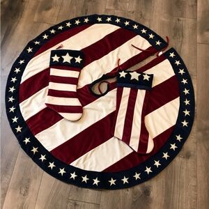 Patriotic Stars and Stripes Flag Tree Skirt and Stockings